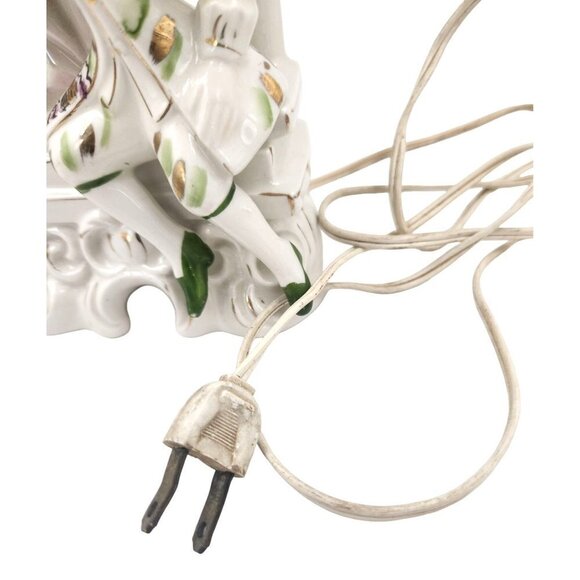 Wales Pottery Japan Figural Boudoir Lamp Victorian Style Lady & Gentleman Porcel - Picture 8 of 13